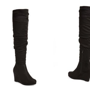 CHINESE LAUNDRY BLACK SUEDE OVER THE KNEE BOOTS